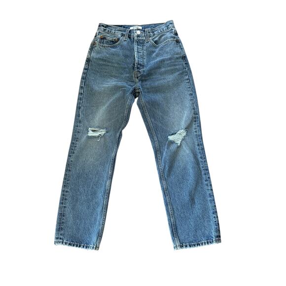 Re/Done Originals 70’s Ultra Stovepipe Jean Light Destroyed 15 Wash - Picture 2 of 11